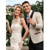 imageCOOFANDY Mens Floral Tuxedo Jacket Jacquard Suit Jacket Slim Fit Blazer for Wedding Prom DinnerType02champagne