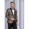 imageCOOFANDY Mens Floral Tuxedo Jacket Jacquard Suit Jacket Slim Fit Blazer for Wedding Prom DinnerType02gold