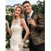 imageCOOFANDY Mens Floral Tuxedo Jacket Jacquard Suit Jacket Slim Fit Blazer for Wedding Prom DinnerType02gold