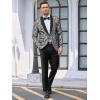 imageCOOFANDY Mens Floral Tuxedo Jacket Jacquard Suit Jacket Slim Fit Blazer for Wedding Prom DinnerType02silver
