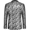 imageCOOFANDY Mens Floral Tuxedo Jacket Jacquard Suit Jacket Slim Fit Blazer for Wedding Prom DinnerType02silver