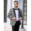 imageCOOFANDY Mens Floral Tuxedo Jacket Jacquard Suit Jacket Slim Fit Blazer for Wedding Prom DinnerType02silver
