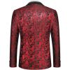 imageCOOFANDY Mens Floral Tuxedo Jacket Jacquard Suit Jacket Slim Fit Blazer for Wedding Prom DinnerType02wine Red