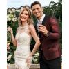 imageCOOFANDY Mens Floral Tuxedo Jacket Jacquard Suit Jacket Slim Fit Blazer for Wedding Prom DinnerType02wine Red