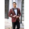 imageCOOFANDY Mens Floral Tuxedo Jacket Jacquard Suit Jacket Slim Fit Blazer for Wedding Prom DinnerType02wine Red