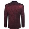 imageCOOFANDY Mens Floral Tuxedo Jacket Jacquard Suit Jacket Slim Fit Blazer for Wedding Prom DinnerWine Red