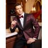 imageCOOFANDY Mens Floral Tuxedo Jacket Jacquard Suit Jacket Slim Fit Blazer for Wedding Prom DinnerWine Red