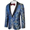 imageCOOFANDY Mens Floral Tuxedo Jacket Luxury Embroidered Stylish Suit Blazer Jacket for Wedding Party DinnerDark Blue