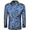 imageCOOFANDY Mens Floral Tuxedo Jacket Luxury Embroidered Stylish Suit Blazer Jacket for Wedding Party DinnerDark Blue