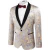 imageCOOFANDY Mens Floral Tuxedo Jacket Luxury Embroidered Stylish Suit Blazer Jacket for Wedding Party DinnerLuxurysilver