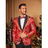 imageCOOFANDY Mens Floral Tuxedo Jacket Luxury Embroidered Stylish Suit Blazer Jacket for Wedding Party DinnerRed