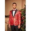 imageCOOFANDY Mens Floral Tuxedo Jacket Luxury Embroidered Stylish Suit Blazer Jacket for Wedding Party DinnerRed