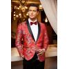 imageCOOFANDY Mens Floral Tuxedo Jacket Luxury Embroidered Stylish Suit Blazer Jacket for Wedding Party DinnerRed