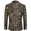 imageCOOFANDY Mens Floral Tuxedo Jacket Luxury Embroidered Wedding Blazer Dress Suit for Party DinnerBlackgold