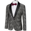 imageCOOFANDY Mens Floral Tuxedo Jacket Luxury Embroidered Wedding Blazer Dress Suit for Party DinnerGrey Black