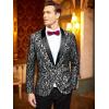 imageCOOFANDY Mens Floral Tuxedo Jacket Luxury Embroidered Wedding Blazer Dress Suit for Party DinnerGrey Black