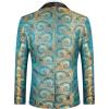 imageCOOFANDY Mens Floral Tuxedo Jacket Luxury Embroidered Wedding Blazer Dress Suit for Party DinnerLake Blue