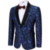 imageCOOFANDY Mens Floral Tuxedo Jacket Paisley Shawl Lapel Stylish Suit Blazer Jacket for Wedding Dinner Party PromBlackblue