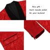 imageCOOFANDY Mens Floral Tuxedo Jacket Paisley Shawl Lapel Stylish Suit Blazer Jacket for Wedding Dinner Party PromRed