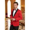 imageCOOFANDY Mens Floral Tuxedo Jacket Paisley Shawl Lapel Stylish Suit Blazer Jacket for Wedding Dinner Party PromRed