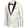 imageCOOFANDY Mens Floral Tuxedo Jacket Paisley Shawl Lapel Stylish Suit Blazer Jacket for Wedding Dinner Party PromWhite
