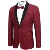 imageCOOFANDY Mens Floral Tuxedo Jacket Paisley Shawl Lapel Stylish Suit Blazer Jacket for Wedding Dinner Party PromWine Red