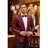 imageCOOFANDY Mens Floral Tuxedo Jacket Rose Embroidered Suit Jacket Wedding Prom Dinner Party BlazerRed