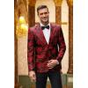 imageCOOFANDY Mens Floral Tuxedo Jacket Rose Embroidered Suit Jacket Wedding Prom Dinner Party BlazerRed