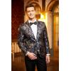 imageCOOFANDY Mens Floral Tuxedo Jackets Slim Fit Suit Blazer Jacket for Wedding Dinner PromBlue