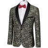 imageCOOFANDY Mens Floral Tuxedo Suit Jacket Slim Fit Dinner Jacket Party Prom Wedding Blazer JacketsGolden Paisley Pattern
