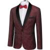 imageCOOFANDY Mens Floral Tuxedo Suit Jacket Slim Fit Dinner Jacket Party Prom Wedding Blazer JacketsRed Black