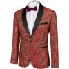 imageCOOFANDY Mens Floral Tuxedo Suit Jacket Slim Fit Dinner Jacket Party Prom Wedding Blazer JacketsRed Paisley Pattern