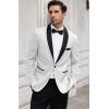 imageCOOFANDY Mens Floral Tuxedo Suit Jacket Slim Fit Dinner Jacket Party Prom Wedding Blazer JacketsWhite Jacquard 