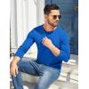 imageCOOFANDY Mens Henley Shirts Cotton Long Sleeve V Neck Button Basic Tees Plain Casual PulloverBlue