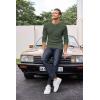 imageCOOFANDY Mens Henley Shirts Long Sleeve Basic Waffle Pique Pullover TShirt with PocketArmy Green