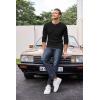 imageCOOFANDY Mens Henley Shirts Long Sleeve Basic Waffle Pique Pullover TShirt with PocketBlack
