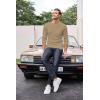 imageCOOFANDY Mens Henley Shirts Long Sleeve Basic Waffle Pique Pullover TShirt with PocketKhaki