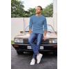 imageCOOFANDY Mens Henley Shirts Long Sleeve Basic Waffle Pique Pullover TShirt with PocketLake Blue