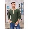 imageCOOFANDY Mens Henley Shirts Long Sleeve Basic Waffle Pique Pullover TShirt with PocketPat Army  Light Khaki