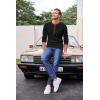 imageCOOFANDY Mens Henley Shirts Long Sleeve Basic Waffle Pique Pullover TShirt with PocketPat Black  Wine Red