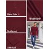 imageCOOFANDY Mens Henley Shirts Long Sleeve Basic Waffle Pique Pullover TShirt with PocketWine Red