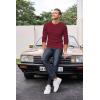 imageCOOFANDY Mens Henley Shirts Long Sleeve Basic Waffle Pique Pullover TShirt with PocketWine Red