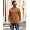 imageCOOFANDY Mens Henley Shirts Long Sleeve Button TShirtLight Brown