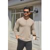 imageCOOFANDY Mens Henley Shirts Long Sleeve Casual Button Shirts Fashion Lightweight Pullover ShirtsKhaki