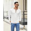 imageCOOFANDY Mens Henley Shirts Long Sleeve Casual Button V Neck TShirt Lightweight Fashion Pullover ShirtsWhite