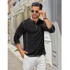 imageCOOFANDY Mens Henley Shirts Long Sleeve Casual Maverick Slub Henley TShirts Lightweight Basic Tee01black