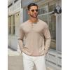 imageCOOFANDY Mens Henley Shirts Long Sleeve Casual Maverick Slub Henley TShirts Lightweight Basic Tee01light Khaki