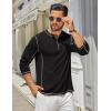 imageCOOFANDY Mens Henley Shirts Long Sleeve Casual Maverick Slub Henley TShirts Lightweight Basic Tee02black