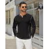 imageCOOFANDY Mens Henley Shirts Long Sleeve Casual Maverick Slub Henley TShirts Lightweight Basic Tee02black