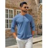 imageCOOFANDY Mens Henley Shirts Long Sleeve Casual Maverick Slub Henley TShirts Lightweight Basic TeeBlue